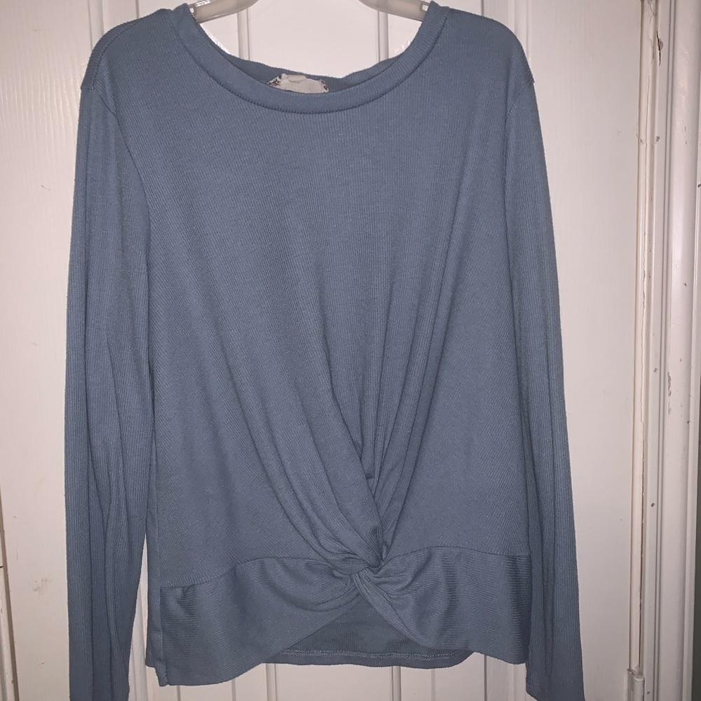 Blue Blouse with a knot on the front